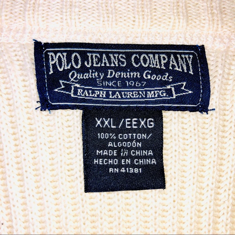 Polo Jeans Company Ralph Lauren Ribbed Half Zip Sweater XXL